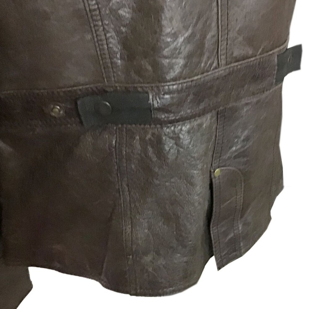 Wilson Vintage Brown Military Style Leather Coat - Picture 7 of 11